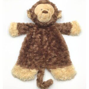 Baby Ganz Flat A Pat Monkey Lovey 17" Plush Security Blanket Brown Soft Cuddly